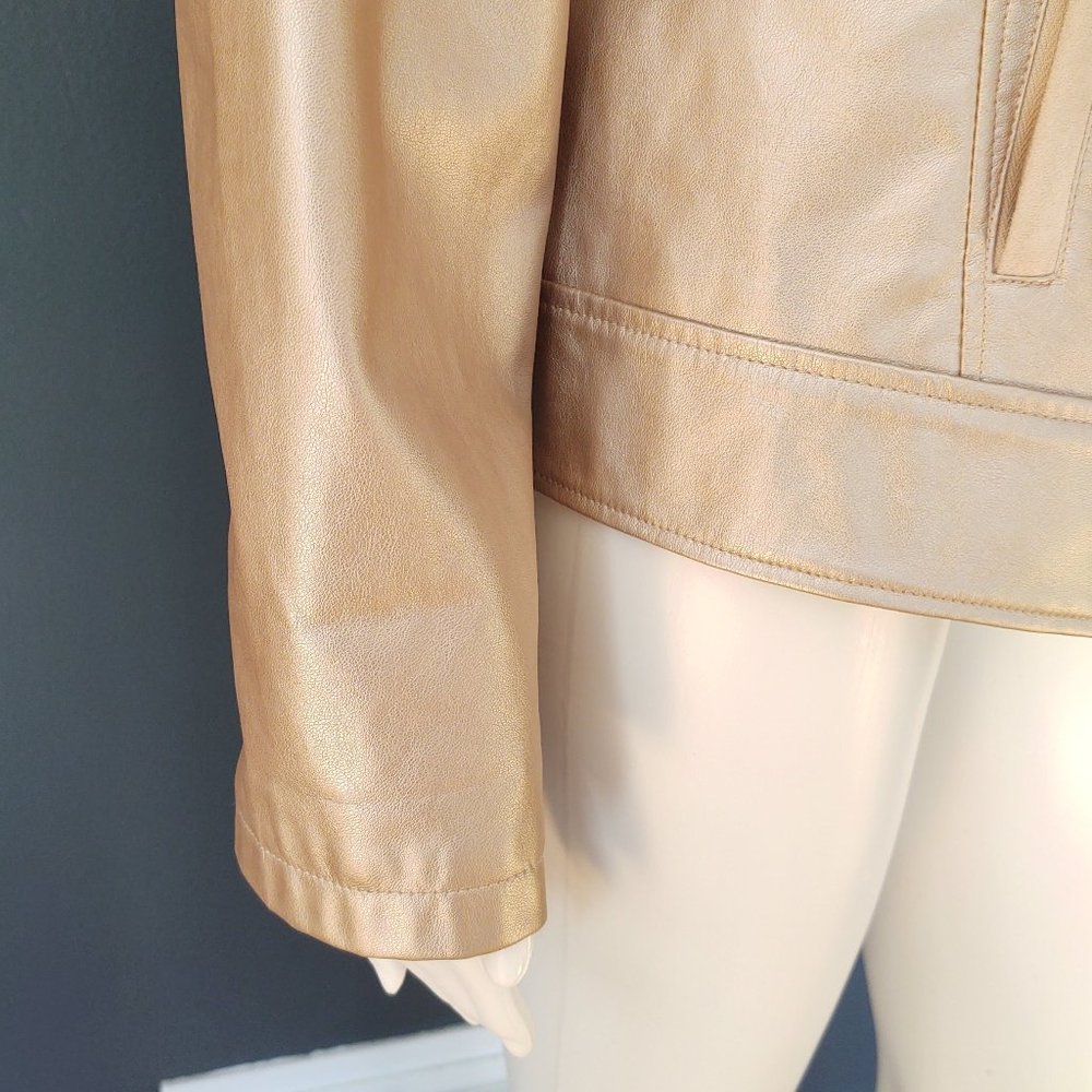 Metallic faux leather & faux suede moto jacket - Picture 5 of 16